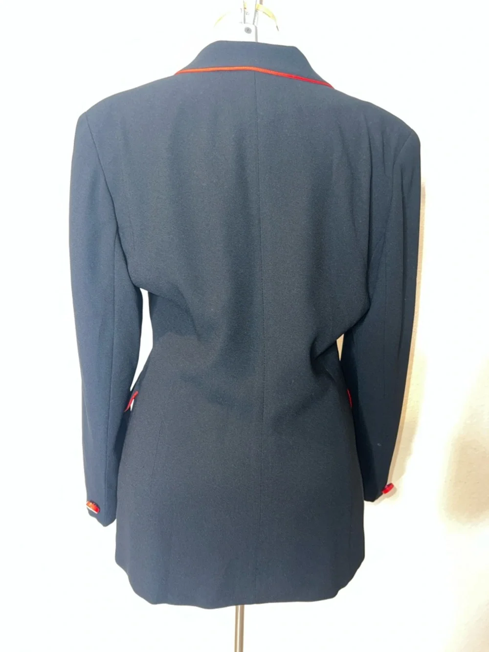 Christian Dior Classic Black Women's Blazer with Red Piping and Buttons